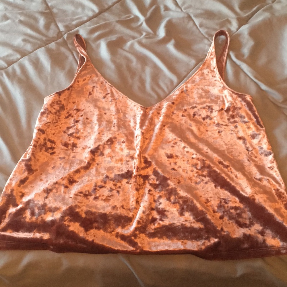 velvet double v neck loose crop top